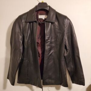 LIZ CLAIBORNE Full Zip Leather Jacket